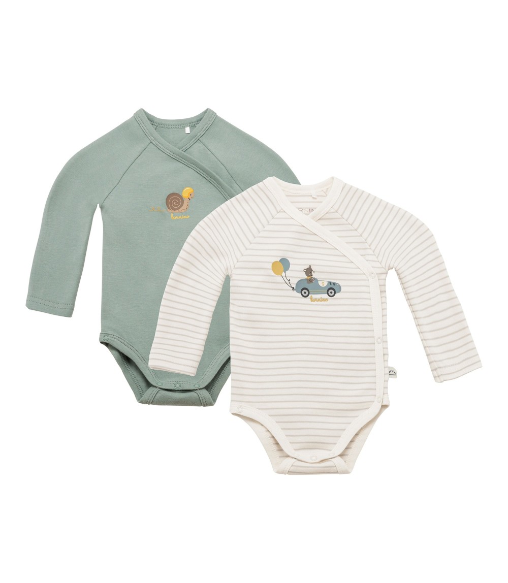 2er-Pack Wickelbodys langarm Ringel Bär