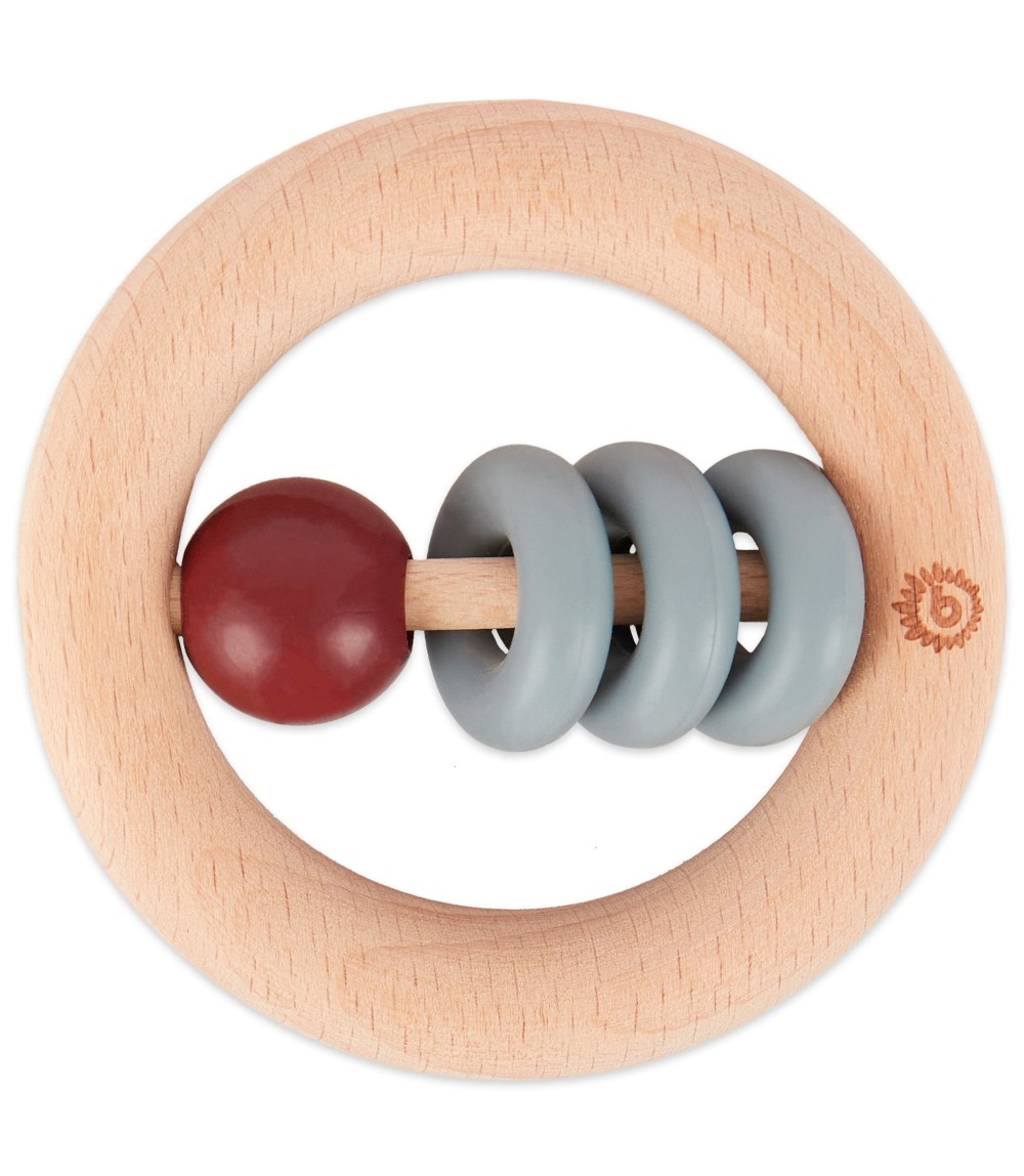 Holz Beißring mit Silikonball Rund - ab Geburt