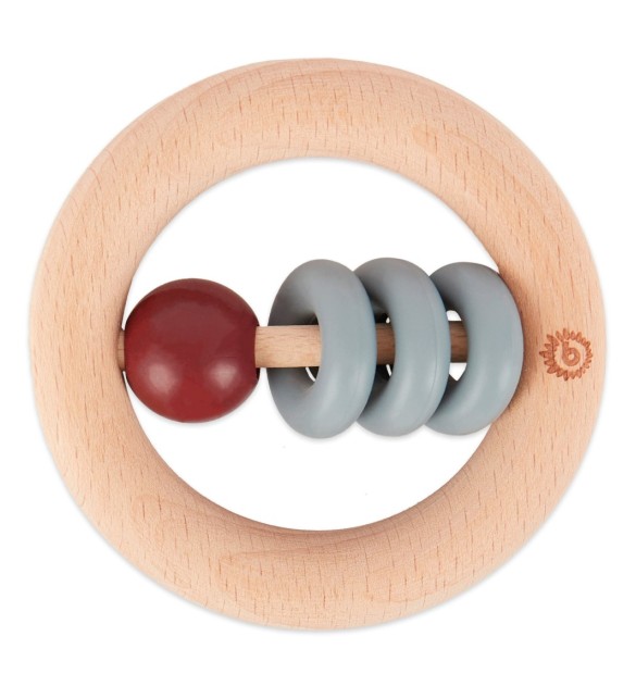 Holz Beißring mit Silikonball Rund - ab Geburt
