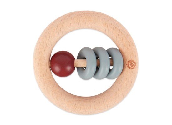 Holz Beißring mit Silikonball Rund - ab Geburt