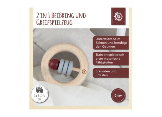 Holz Beißring mit Silikonball Rund - ab Geburt