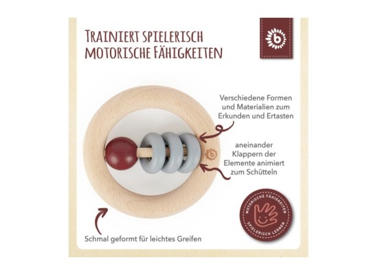 Holz Beißring mit Silikonball Rund - ab Geburt